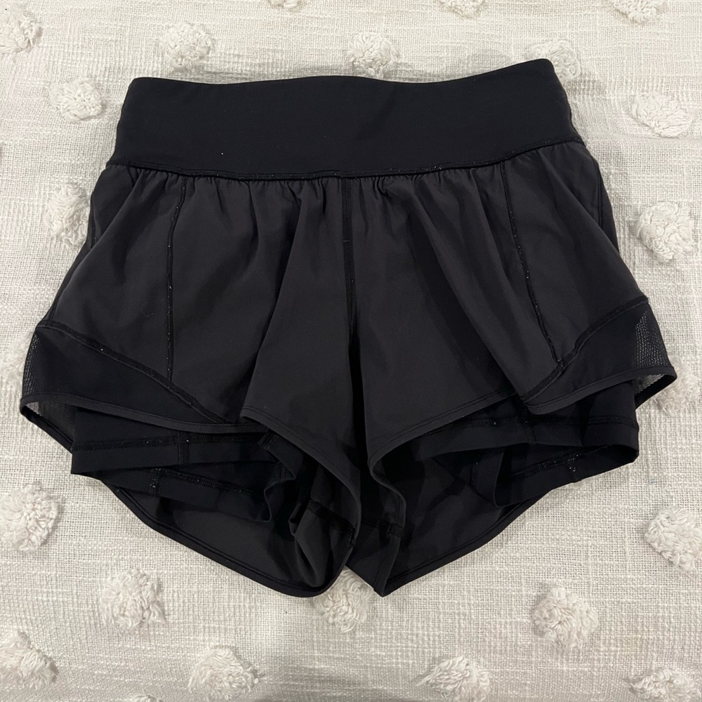 Black lululemon shorts with built in spandex